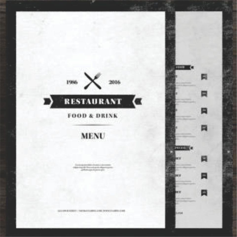 Printed menu sample